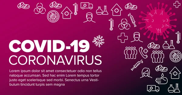 Vektor Flyer Vorlage Mit Coronavirus Illustration Symbolen Und Ort Für — Stockvektor