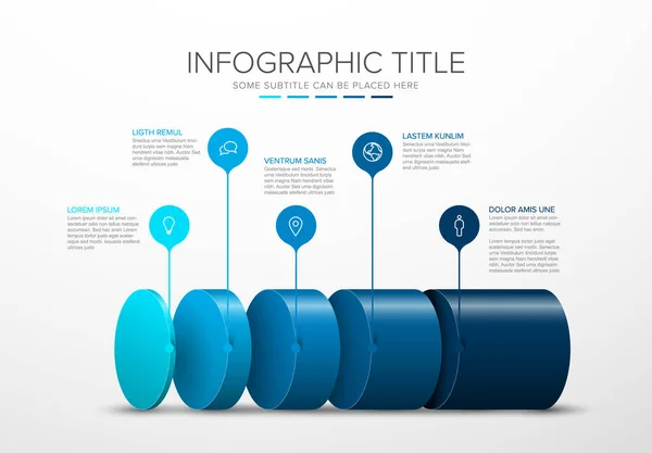 Vektor Infografik Ebenen Vorlage Mit Fünf Ebenen Für Materialstruktur Blaues — Stockvektor