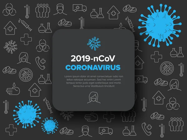 Vector Flyer Template Coronavirus Illustration Icons Place Your Information Μαύρο — Διανυσματικό Αρχείο