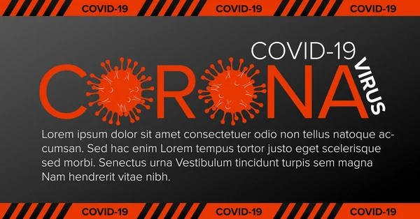 Templat Header Banner Vektor Dengan Ilustrasi Coronavirus Ikon Dan Tempat - Stok Vektor