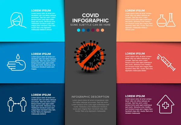 Coronavirus Πρόληψη Infographic Πρότυπο Μάσκα Άνθρωποι Απόσταση Πλύσιμο Των Χεριών — Διανυσματικό Αρχείο