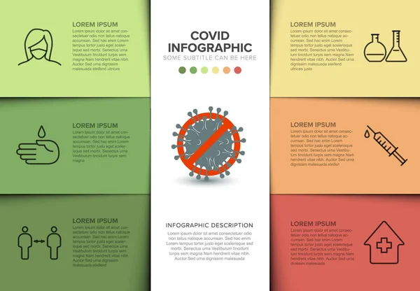 Coronavirus Πρόληψη Infographic Πρότυπο Μάσκα Άνθρωποι Απόσταση Πλύσιμο Των Χεριών — Διανυσματικό Αρχείο