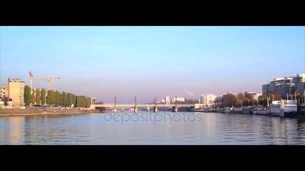 TIMELAPSE SEINE ILE DE LA JATTE FRANCE PARIS DECEMBER — Stock Video