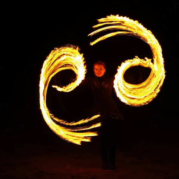 Fire Show Light Show Dancing Fire Fire Show Theater Fire — Stock Photo, Image