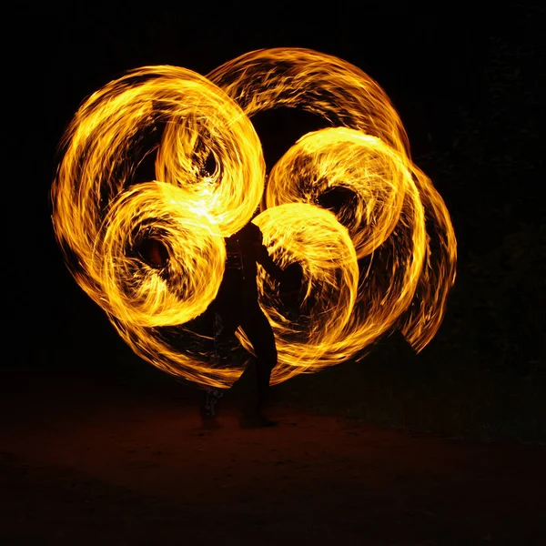 Spectacle Feu Spectacle Lumière Dansant Avec Feu Spectacle Feu Théâtre — Photo