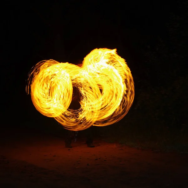 Spectacle Feu Spectacle Lumière Dansant Avec Feu Spectacle Feu Théâtre — Photo