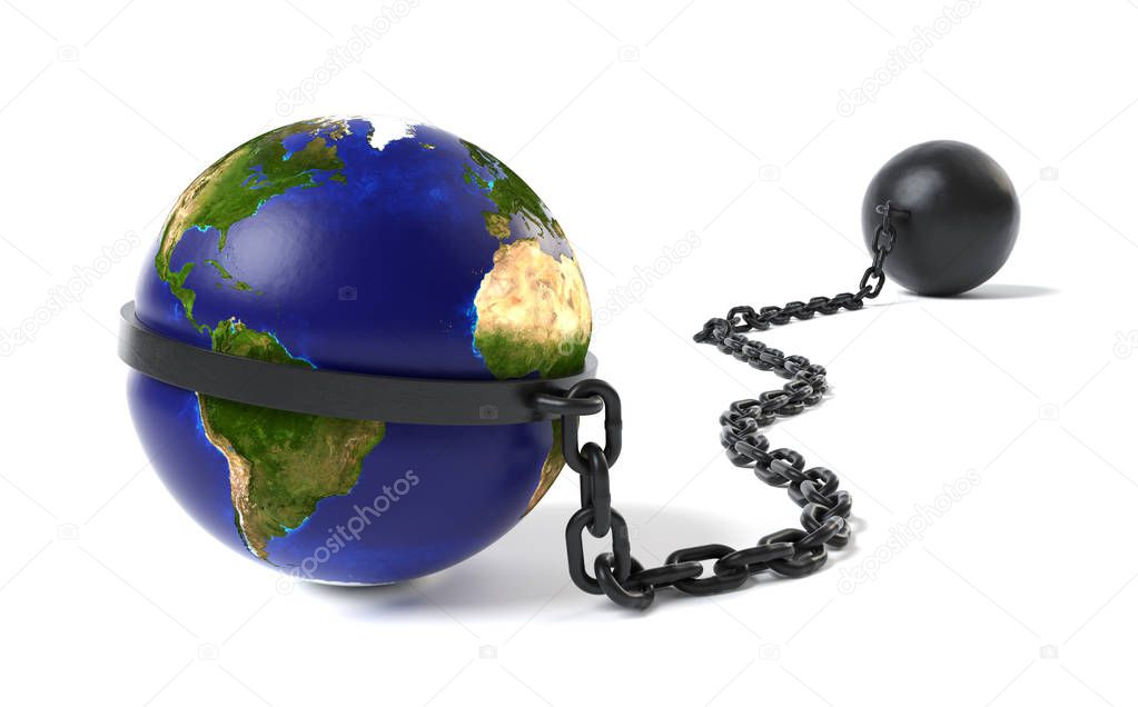Planet Earth tied to a Ball and Chain