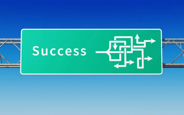 Verkeersbord met meerdere paden naar succes — Stockfoto