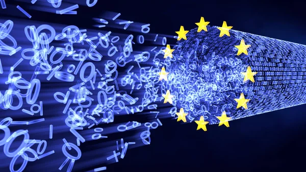 EU GDPR bit e byte nel flusso di dati — Foto Stock