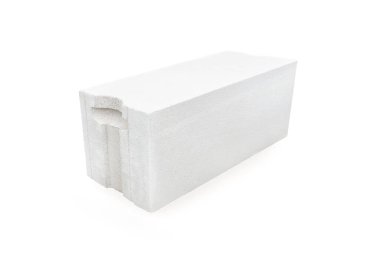 White foamed lightweight concrete (aerated concrete block) isolated on white background.  clipart