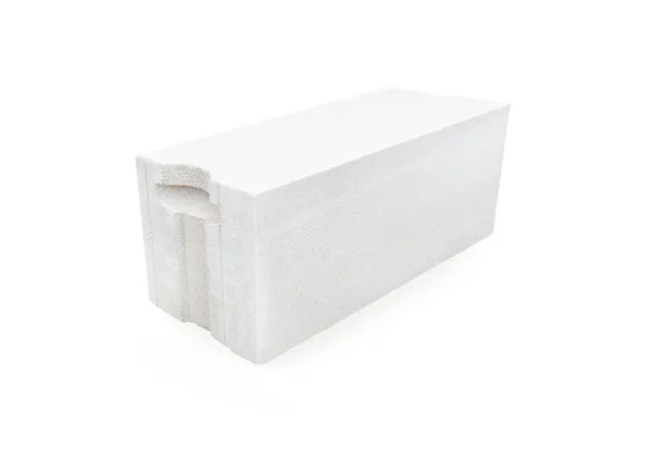White foamed lightweight concrete (aerated concrete block) isolated on white background. — Stock Image White Foamed Lightweight Concrete Aerated Concrete Block Isolated White Background Stock Picture