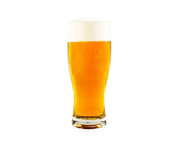 Glas Bier Geïsoleerd Witte Achtergrond — Stockfoto