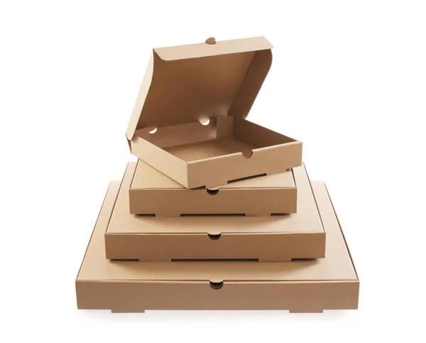 Caja Pizza Para Llevar Pizza Cartón Cajas Vacías Dispuestas Pirámide Imagen De Stock