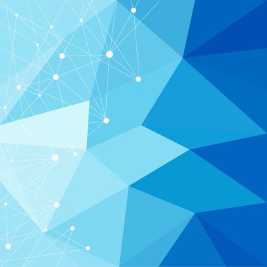 Üçgen geometrik mavi arka plan ile noktalar ve çizgiler tasarımınız için.