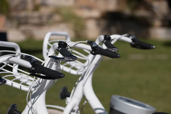 Nice looking white bicycles — Stock Photo, Image