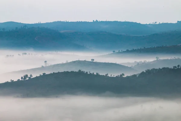 Misty hills rano — Zdjęcie stockowe