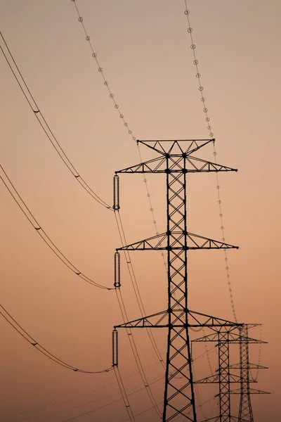 Electric towers in the mist — Stock Photo, Image