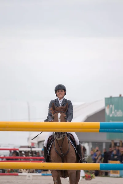 馬の障害競争をジャンプ — ストック写真