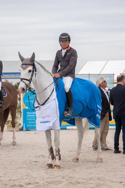 Paard obstakel springconcours — Stockfoto