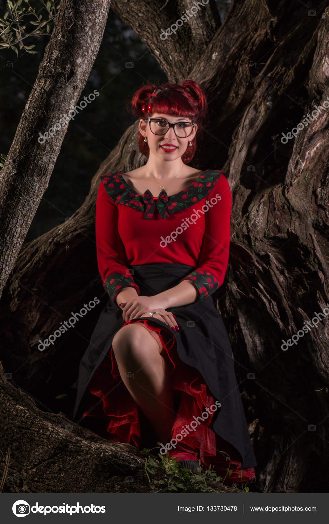 Pinup Girl Near Big Tree Stock Photo C Membio 133730478