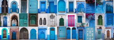 Chefchaouen kapılardan karışımı