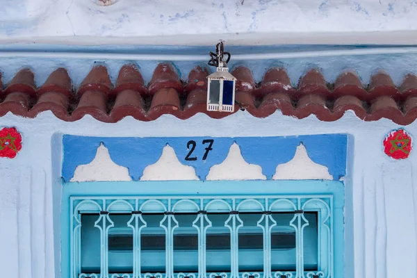 Chefchaouen ajtó építészet — Stock Fotó