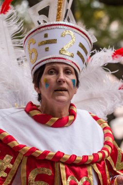 Loule, Portekiz - Şubat 2016: Renkli karnaval (Carnaval) geçit 