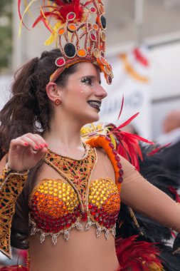 Loule, Portekiz - Şubat 2016: Renkli karnaval (Carnaval) geçit 