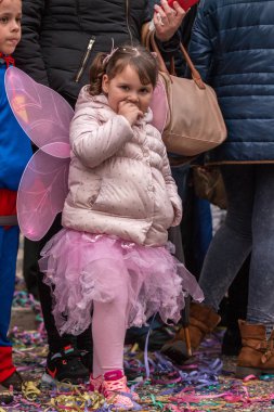 Loule, Portekiz - Şubat 2016: Renkli karnaval (Carnaval) geçit 