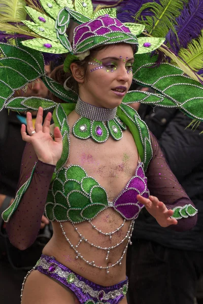 Loule, Portekiz - Şubat 2016: Renkli karnaval (Carnaval) geçit — Stok fotoğraf