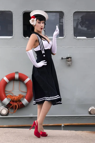 Denizci temalı pinup kız — Stok fotoğraf