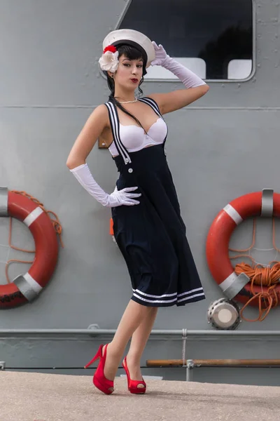Denizci temalı pinup kız — Stok fotoğraf