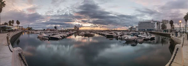 ファロ市の夕日のパノラマ ビュー — ストック写真