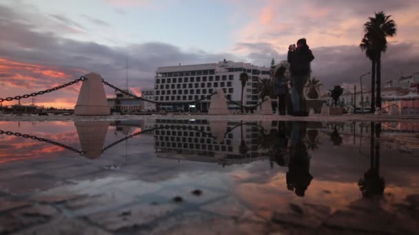 Solnedgången i Faro stad — Stockvideo