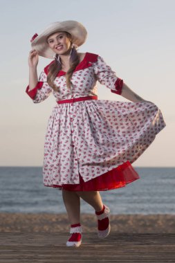 Sevimli pinup kız Beach