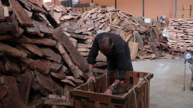 Sao sütyen De Alportel, Portekiz - 14 Kasım 2016 - bir fabrika işçisi tarafından cork ayrılması işleminin görünümü.