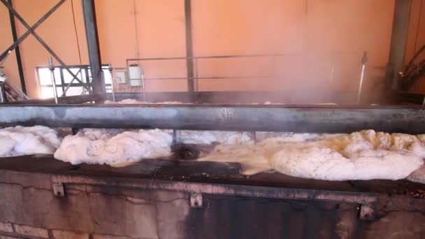 SAO BRAS DE ALPORTEL, PORTUGAL - 14 NOV 2016 - Vista do processo de ebulição da cortiça numa fábrica . — Vídeo de Stock