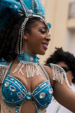 Loule, Portekiz - Şubat 2017: Renkli karnaval (Carnaval) geçit 