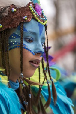 Loule, Portekiz - Şubat 2017: Renkli karnaval (Carnaval) geçit 