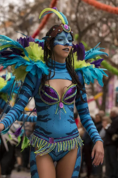Loule, Portekiz - Şubat 2017: Renkli karnaval (Carnaval) geçit — Stok fotoğraf