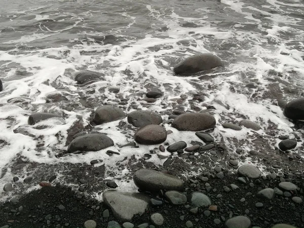 Praia de pedra típica na Madeira — Fotografia de Stock