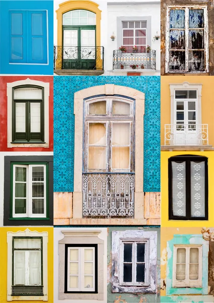 Colage van Portugese windows — Stockfoto