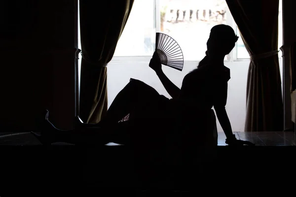 Silhouette eines Pinup-Mädchens — Stockfoto