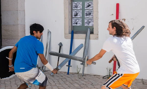 Nerd svärd och sköld kämpar — Stockfoto