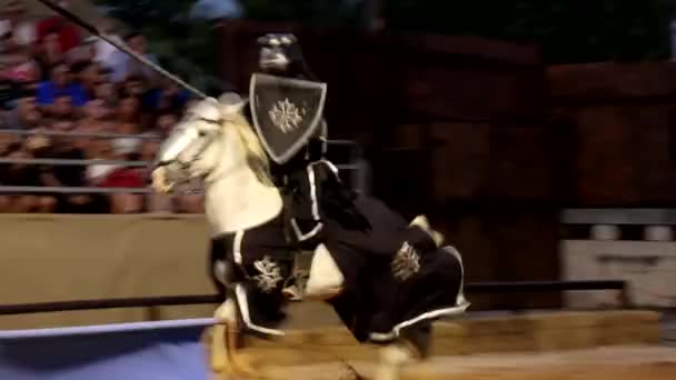 Zwarte warrior in het paard — Stockvideo