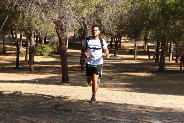 Runner in een bospad — Stockfoto