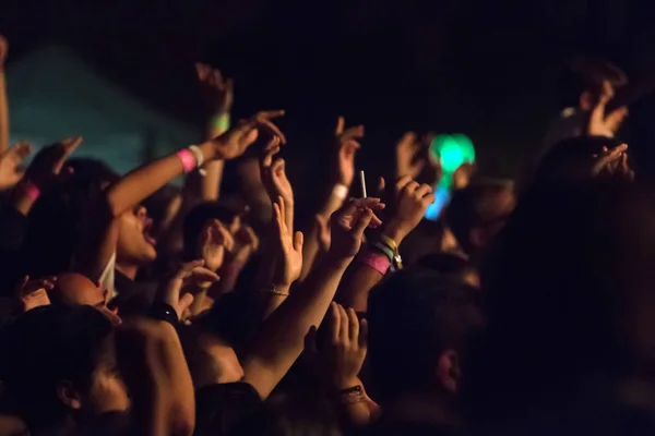 Pubblico che guarda la banda musicale — Foto Stock