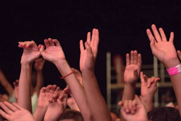 Pubblico che guarda la banda musicale — Foto Stock