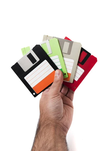 Mano con floppy disk — Foto Stock