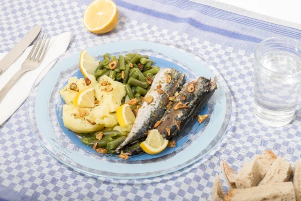 Portuguese mackerel fish meal — Stock Photo, Image